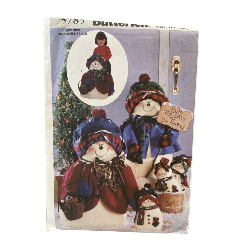 Butterick Sewing Pattern 5185 Unisex OS Snowman Snowlady Snowbabies Holiday